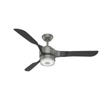 Hunter 59381 Apache Ceiling Fan with Light with Integrated Control System  54-inch  Matte Silver  Works with Alexa - B076HSLGV4
